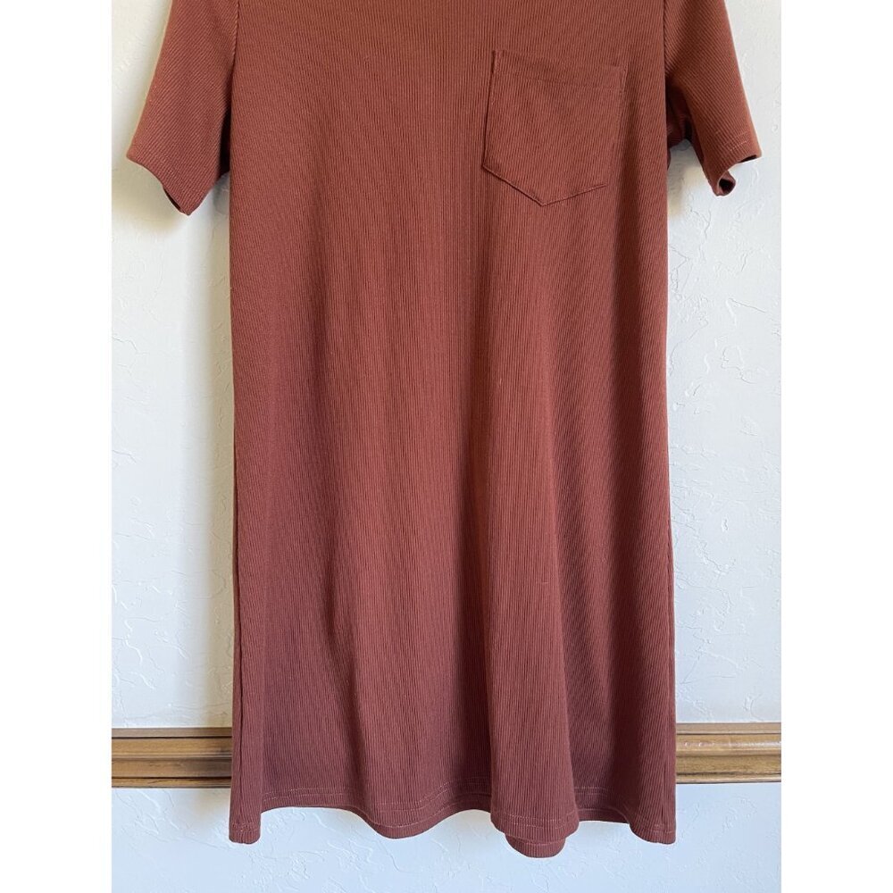 Heyson Size Medium Orange Cinnamon Brown Ribbed T-Shirt Dress - Picture 4 of 8